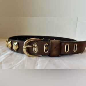 DIANE VON FURSTENBERG Suede Belt with Gold Hardware